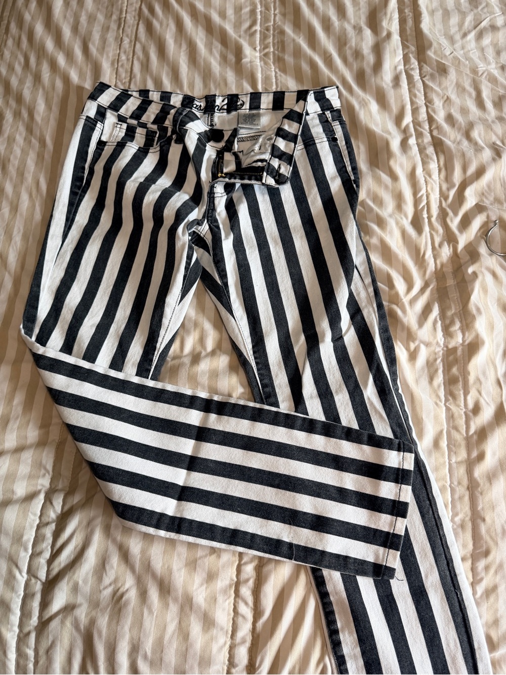 Black & White Vertical Stripe Women's Jeans